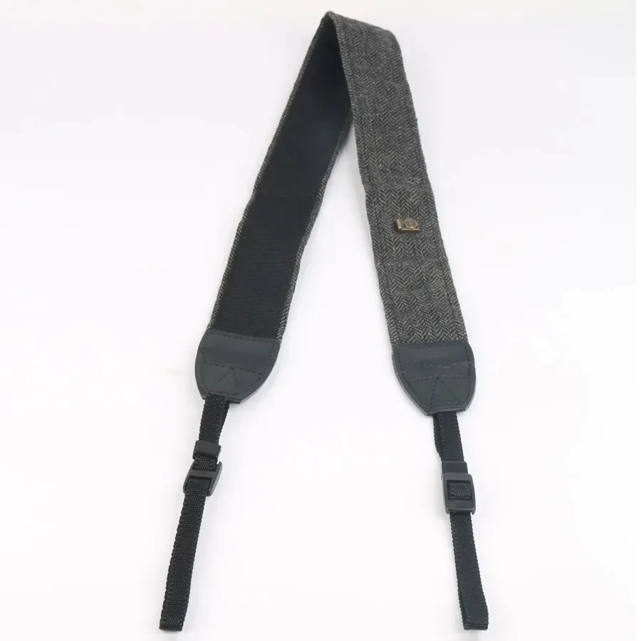Cotton & Leather camera strap in Charcoal