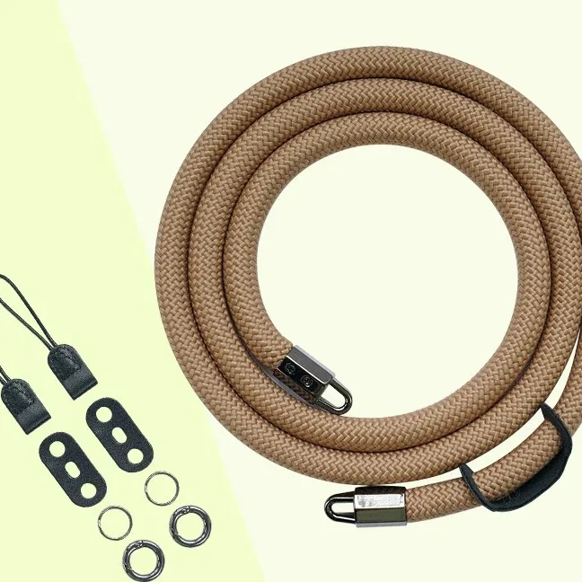 Braided Rope camera strap in Camel