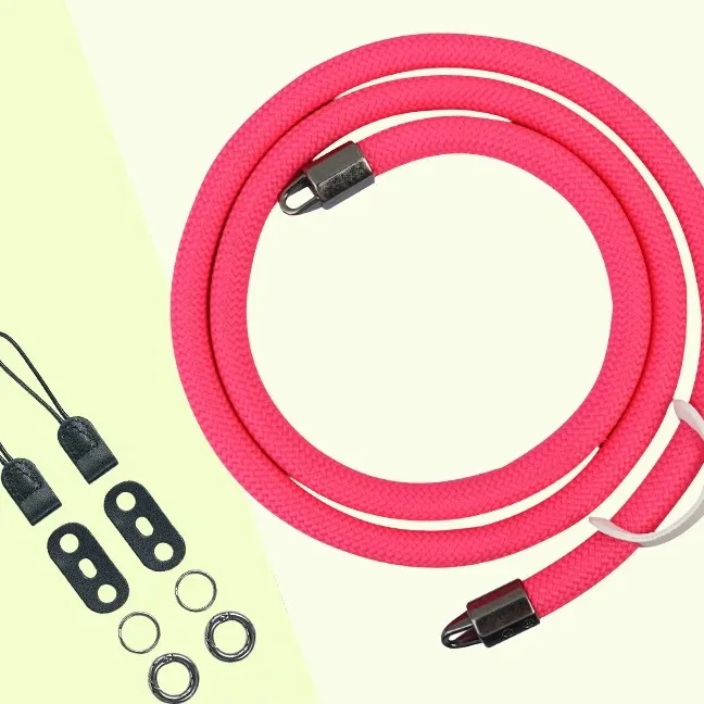 Braided Rope camera strap in Pink