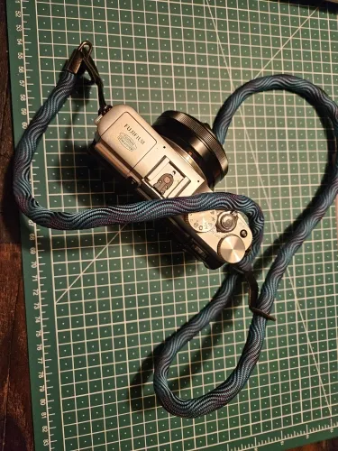 Braided rope camera strap photographed by a verified buyer