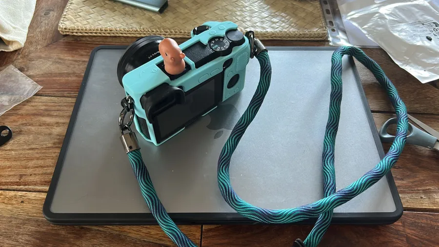 Braided rope camera strap photographed by a verified buyer